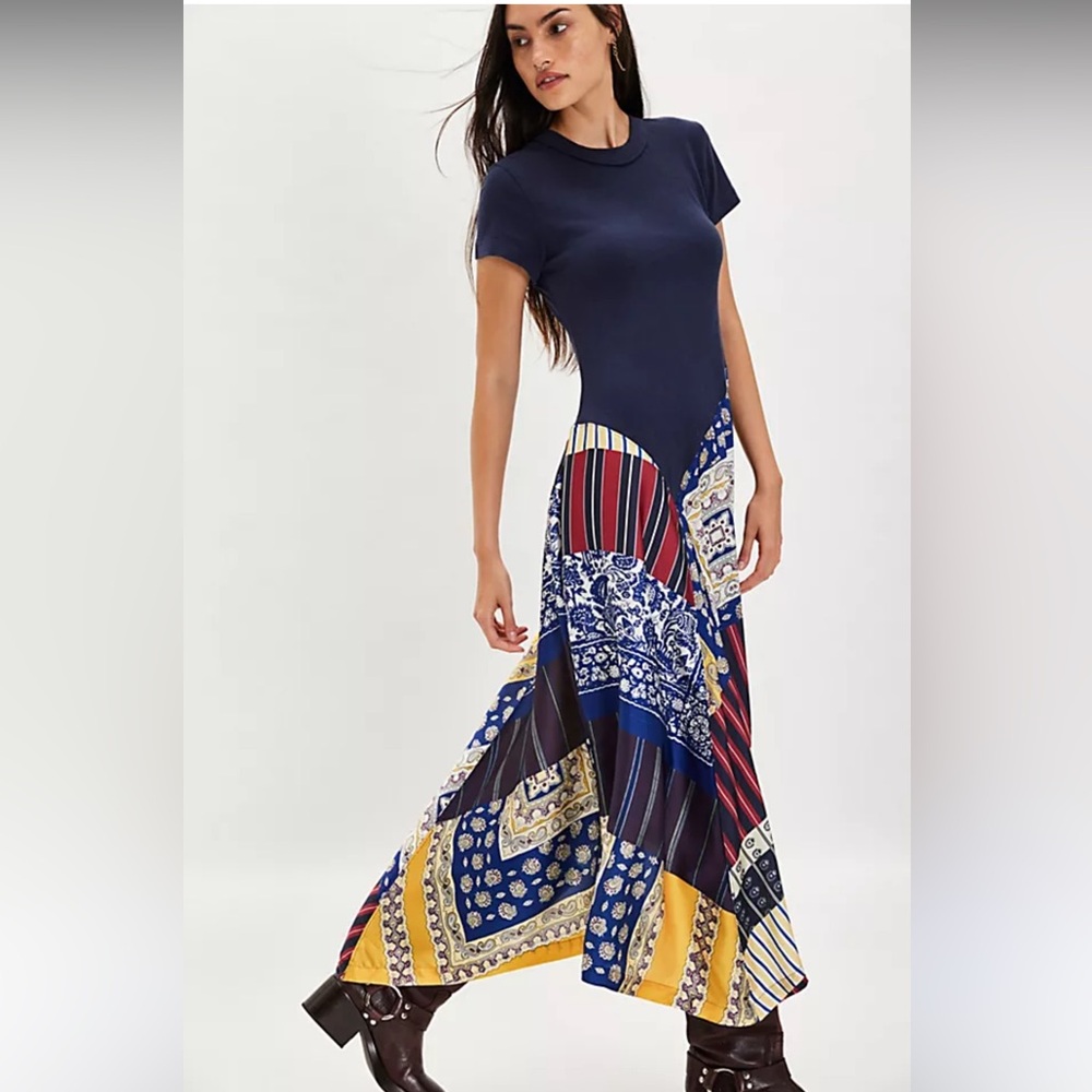Free People Tied and True Patchwork Maxi Dress